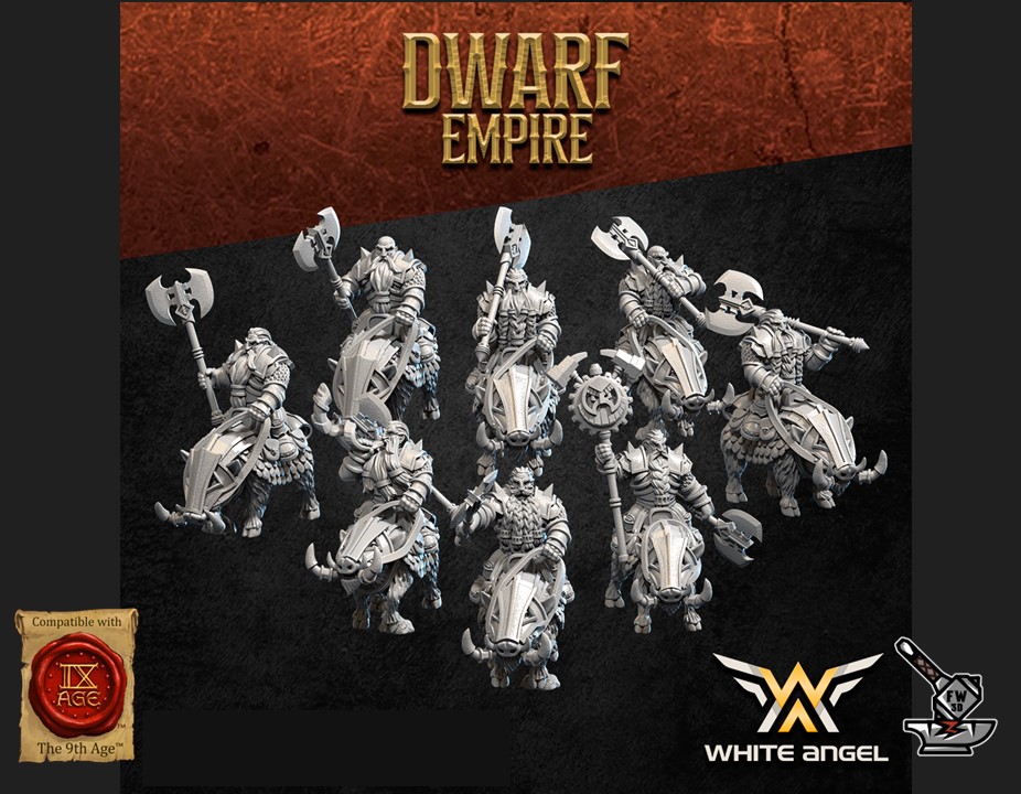5 cavaliers de l'Empire Nain sur sangliers