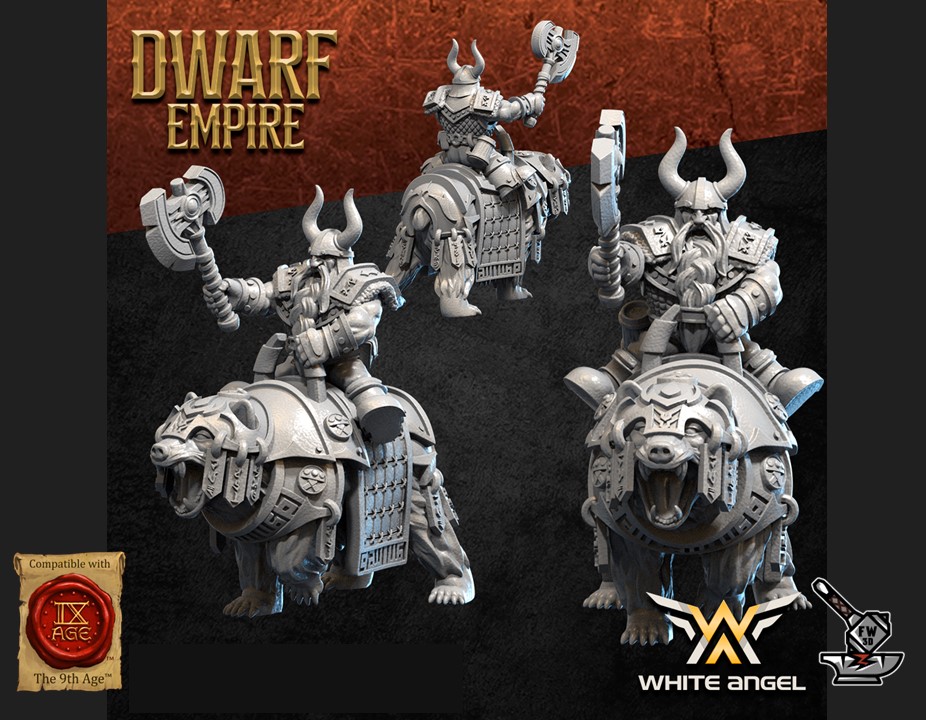 5 Cavaliers lourds de l'Empire Nains sur Ours - Image 2