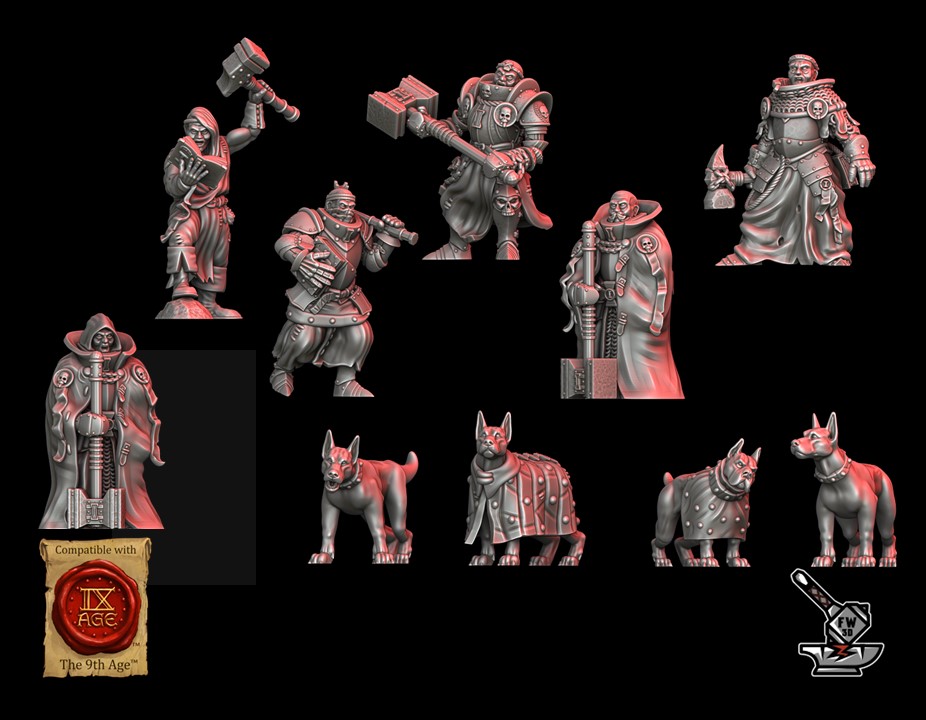 6 prêtre-guerriers et 4 chiens de guerre de l'Inquisition