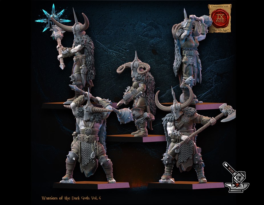 5 Warriors of the dark gods with heavy weapons (front row) - Image 2