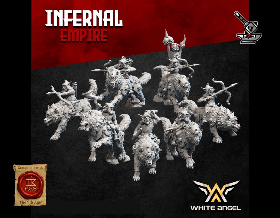 10 archers Gobelins infernaux des Nains infernaux montés sur loups