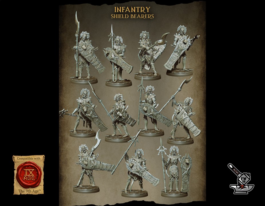 10 Gardes Momies avec lances et boucliers