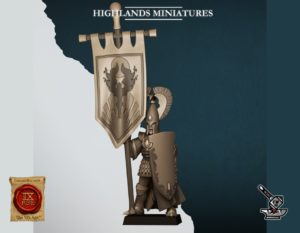 Seigneur Aegean Elfe à pied avec grande bannière gravée