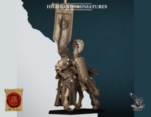 Seigneur Aegean Elfe monté avec grande bannière
