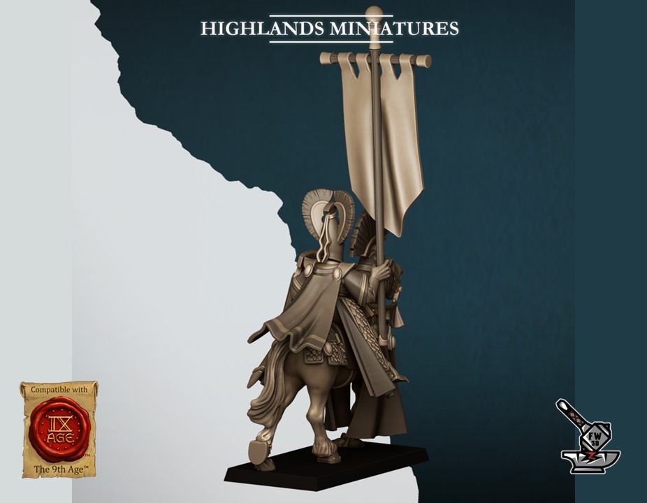 Seigneur Aegean Elfe monté avec grande bannière gravée – Image 2