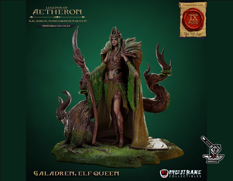 Galadren, reine des gardes de la marche avec socle décoré