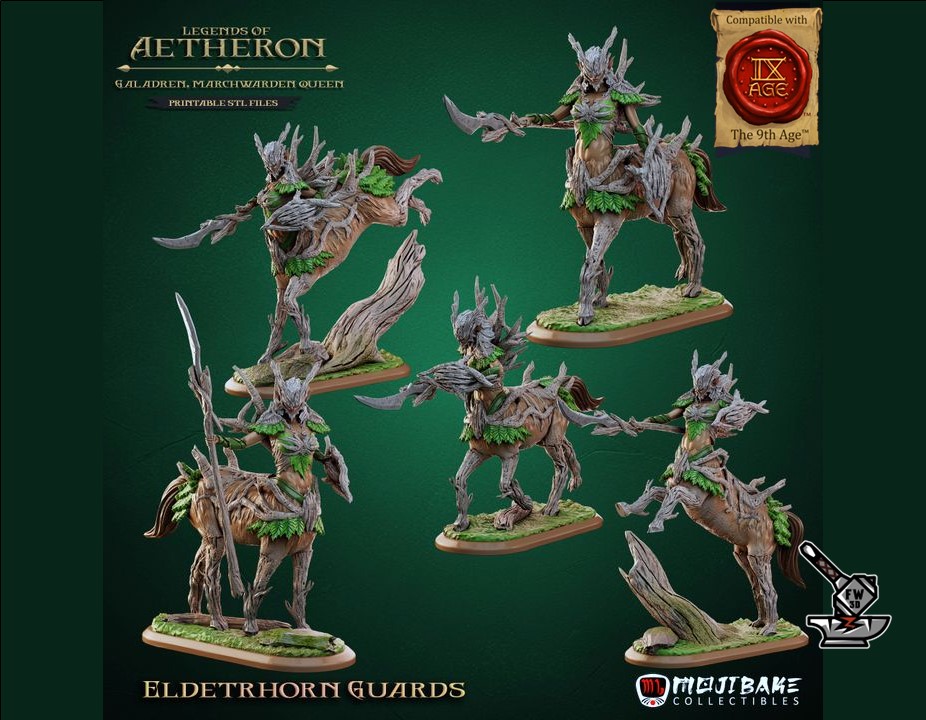 5 Crestborn Vanguards avec socles décorés