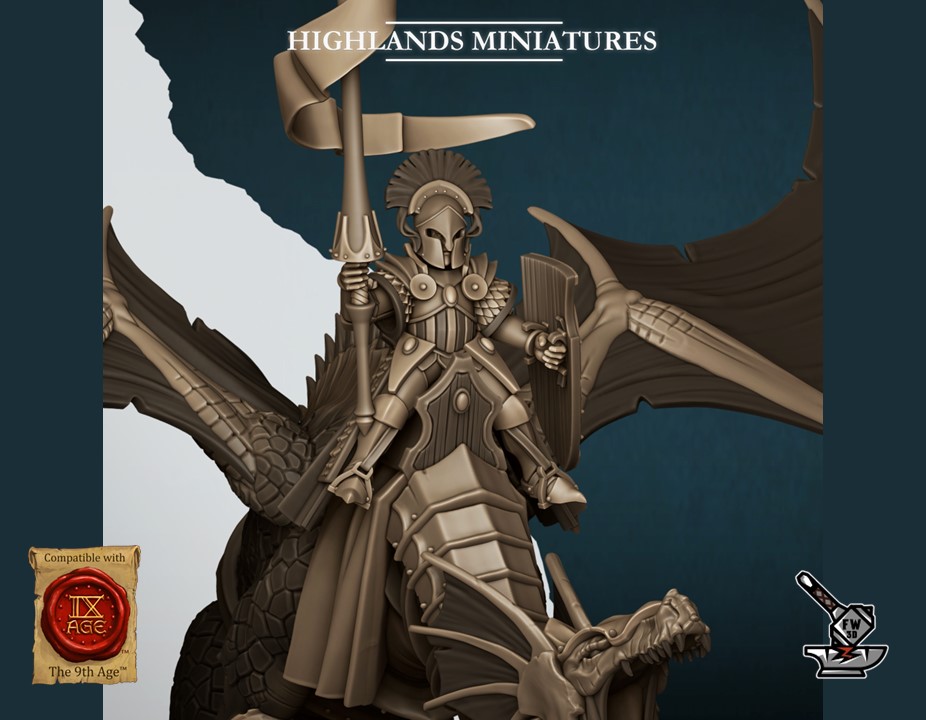 Aegean Elf Lord with spear on dragon - Image 2