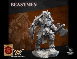 Commandant homme-bête avec deux haches