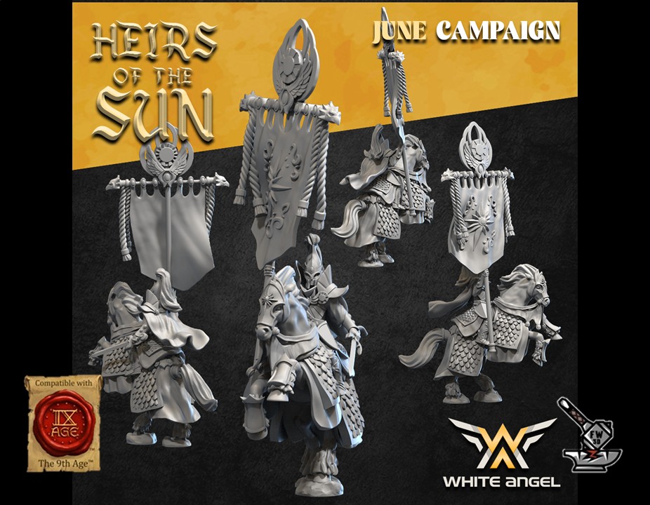 2 Héros Elfes Heirs of the Sun à pied et monté avec grande bannière (bannières non gravées) – Image 2