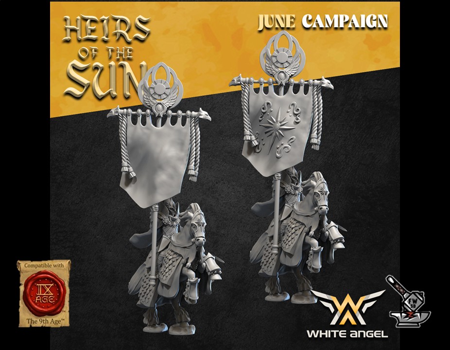 2 Héros Elfes Heirs of the Sun à pied et monté avec grande bannière (bannières non gravées) – Image 3