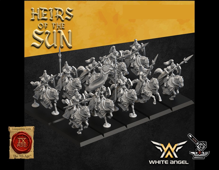 5 gardes impériaux montés des Elfes du Lion Heirs of the Sun