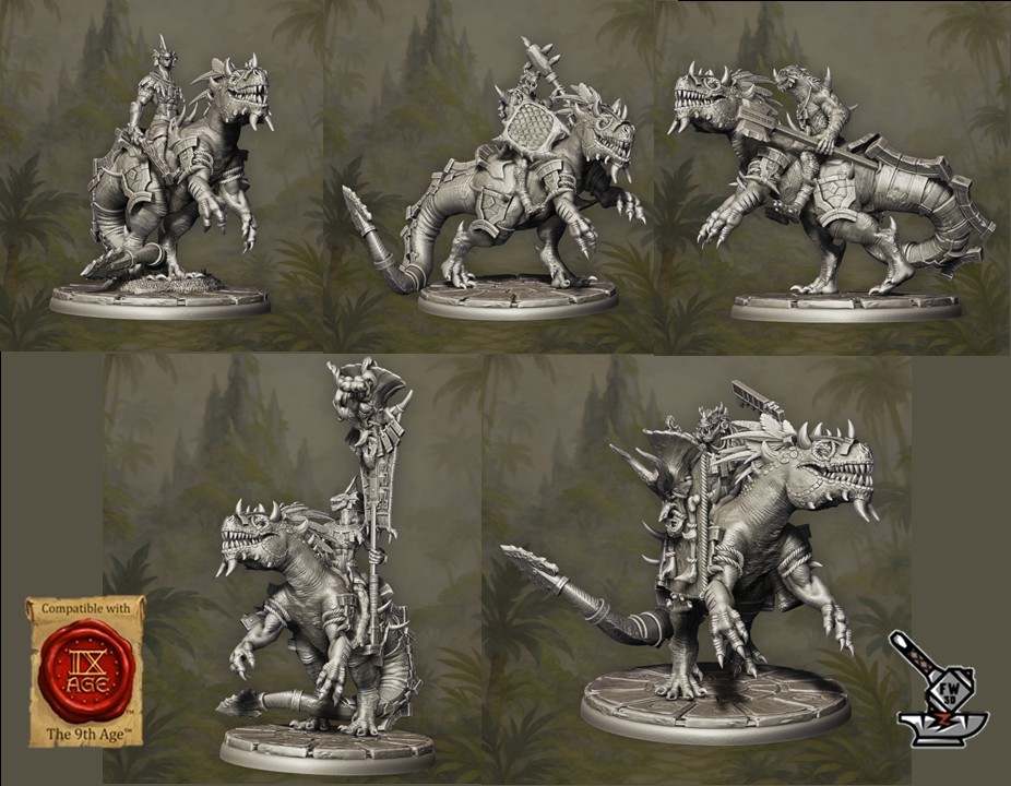 5 Cavaliers Razorclaw Homme-Lézards avec armes et boucliers