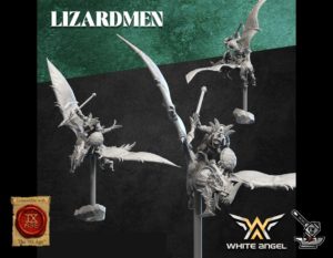 3 Skycrawler Lézards avec lances et boucliers