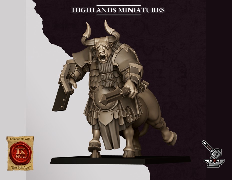 3 Minotaures Sons of Marduk avec armes et boucliers – Image 3