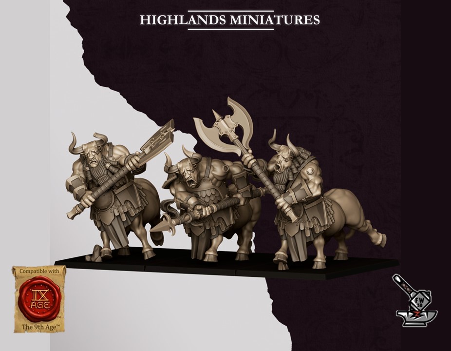3 Minotaures Sons of Marduk avec haches à deux mains – Image 2