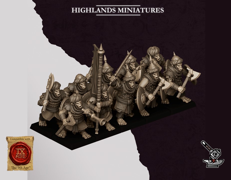 10 Guerriers Hobgobelins des Sons of Marduk avec haches à deux mains