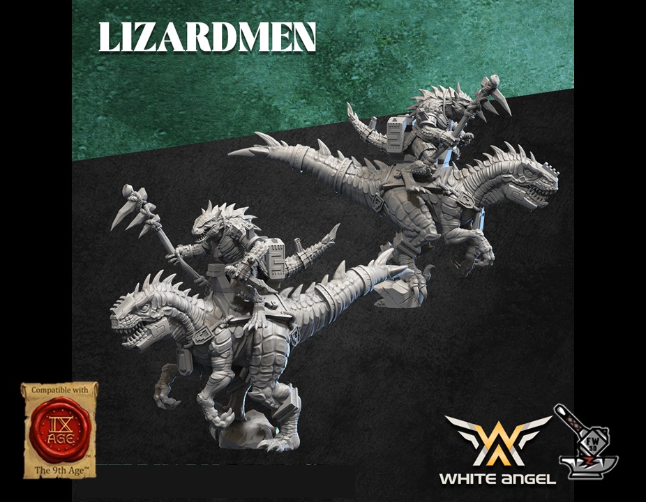 5 chevaucheurs Lézards avec armes et boucliers – Image 4