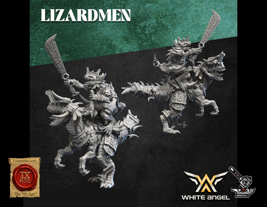 5 chevaucheurs Lézards avec armes et boucliers – Image 5
